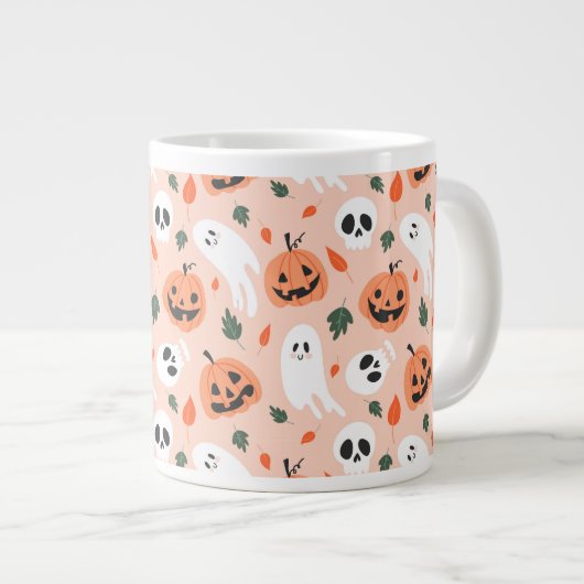 Schattigee Jack-O-Lantern & Ghost Pattern Grote Koffiekop (Voorkant rechts)