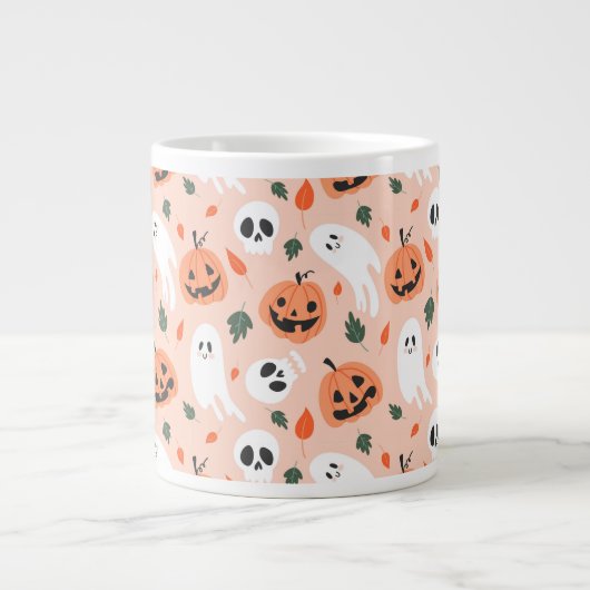 Schattigee Jack-O-Lantern & Ghost Pattern Grote Koffiekop (Voorkant)