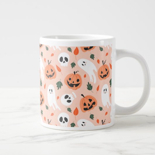 Schattigee Jack-O-Lantern & Ghost Pattern Grote Koffiekop (Rechts)
