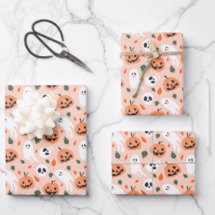 Schattigee Jack-O-Lantern & Ghost Pattern Inpakpapier Vel