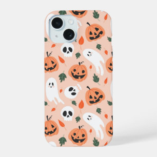 Schattigee Jack-O-Lantern & Ghost Pattern iPhone 15 Case