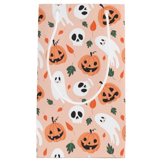 Schattigee Jack-O-Lantern & Ghost Pattern Klein Cadeauzakje (Voorkant)