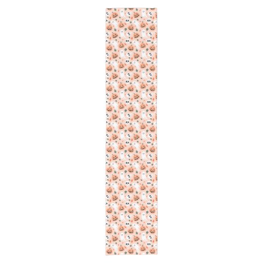 Schattigee Jack-O-Lantern & Ghost Pattern Korte Tafelloper (Voorkant)