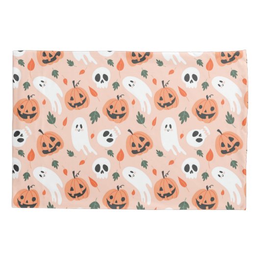 Schattigee Jack-O-Lantern & Ghost Pattern Kussensloop (Achterkant)