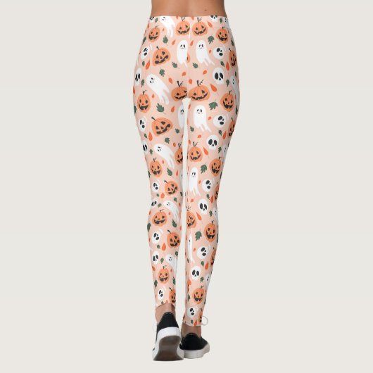 Schattigee Jack-O-Lantern & Ghost Pattern Leggings (Achterkant)