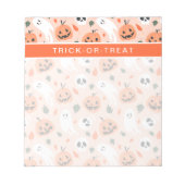 Schattigee Jack-O-Lantern & Ghost Pattern Notitieblok (Voorkant)