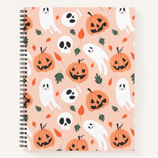 Schattigee Jack-O-Lantern & Ghost Pattern Notitieboek (Voorkant)