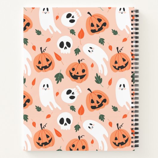 Schattigee Jack-O-Lantern & Ghost Pattern Notitieboek (Achterkant)