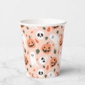 Schattigee Jack-O-Lantern & Ghost Pattern Papieren Bekers (Achterkant)