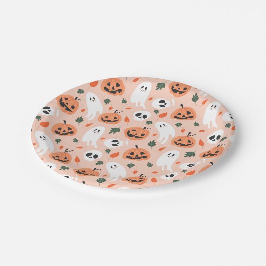 Schattigee Jack-O-Lantern & Ghost Pattern Papieren Bordje (Gekanteld)