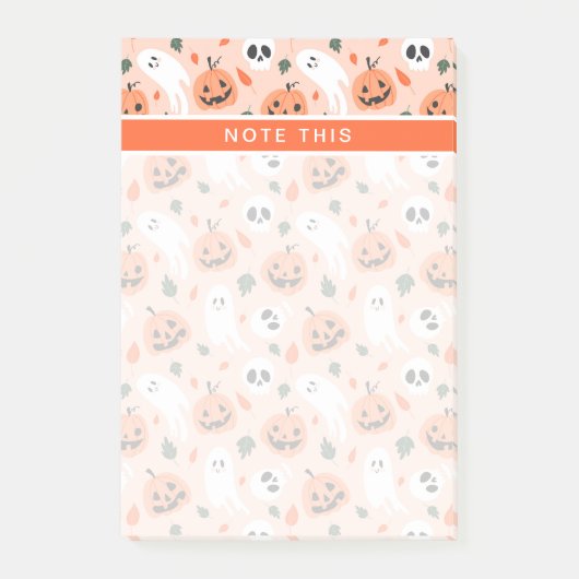 Schattigee Jack-O-Lantern & Ghost Pattern Post-it® Notes (Voorkant)