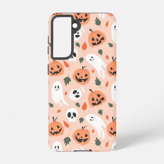 Schattigee Jack-O-Lantern & Ghost Pattern Samsung Galaxy Hoesje (Achterkant)