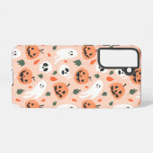 Schattigee Jack-O-Lantern & Ghost Pattern Samsung Galaxy Hoesje (Achterkant horizontaal)