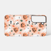 Schattigee Jack-O-Lantern & Ghost Pattern Samsung Galaxy Hoesje (Achterkant horizontaal)