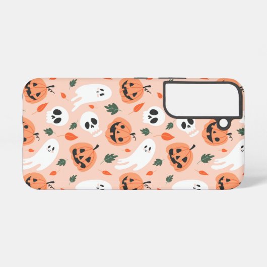 Schattigee Jack-O-Lantern & Ghost Pattern Samsung Galaxy Hoesje (Achterkant horizontaal)
