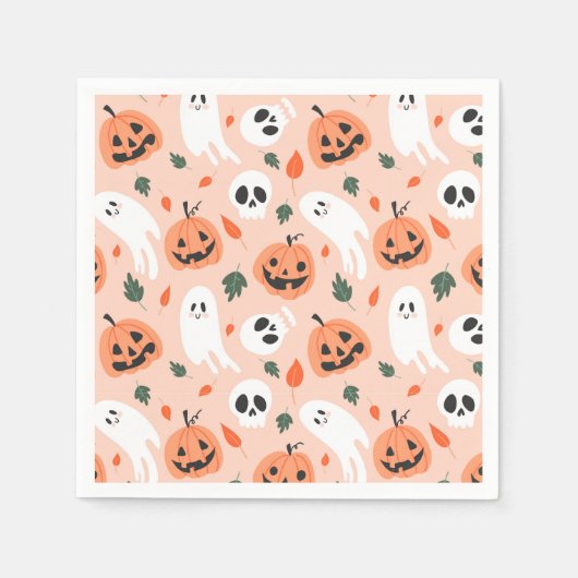 Schattigee Jack-O-Lantern & Ghost Pattern Servet (Voorkant)