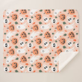Schattigee Jack-O-Lantern & Ghost Pattern Sherpa Deken (Voorkant (horizontaal))