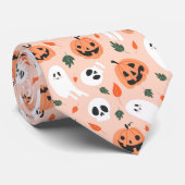 Schattigee Jack-O-Lantern & Ghost Pattern Stropdas (Opgerold)