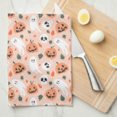 Schattigee Jack-O-Lantern & Ghost Pattern Theedoek (Quarter Fold)