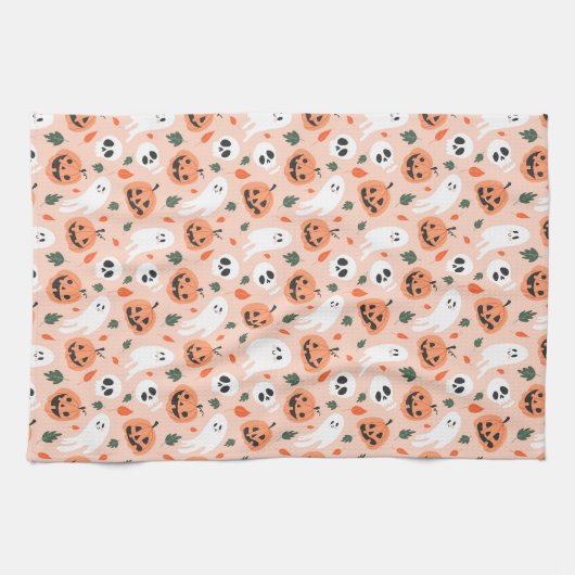 Schattigee Jack-O-Lantern & Ghost Pattern Theedoek (Horizontaal)