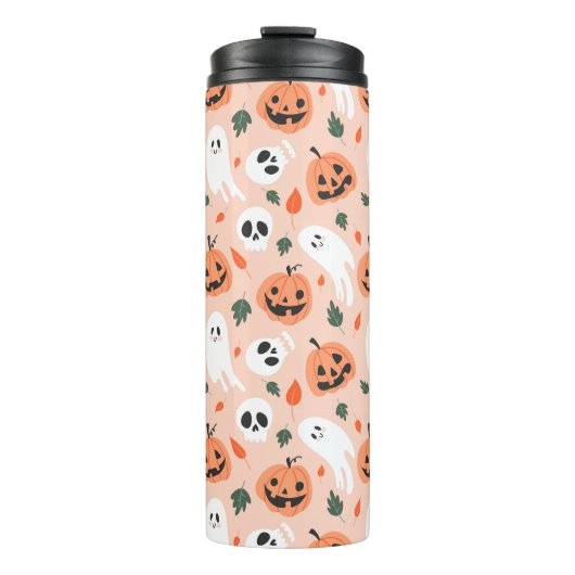 Schattigee Jack-O-Lantern & Ghost Pattern Thermosbeker (Voorkant)