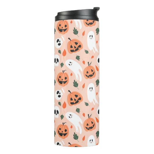 Schattigee Jack-O-Lantern & Ghost Pattern Thermosbeker (Gedraaid links)