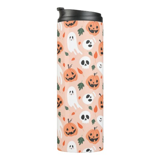 Schattigee Jack-O-Lantern & Ghost Pattern Thermosbeker (Geroteerd rechts)