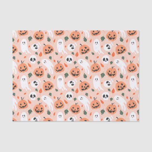 Schattigee Jack-O-Lantern & Ghost Pattern Tissuepapier (Voorkant)