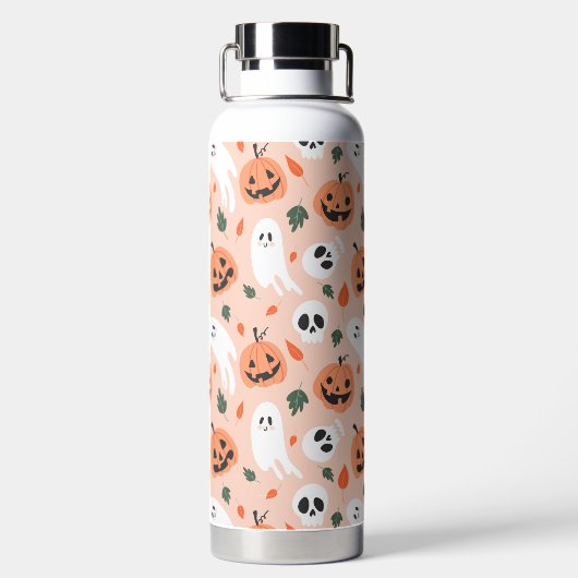 Schattigee Jack-O-Lantern & Ghost Pattern Waterfles (Achterkant)