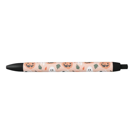 Schattigee Jack-O-Lantern & Ghost Pattern Zwarte Inkt Pen (Voorkant)