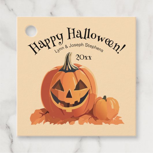 Schattigee Jack-o-Lantern Halloween Bedankjes Labels (Voorkant)
