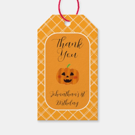 Schattigee Jack O Lantern Halloween verjaardagsfee Cadeaulabel (Voorkant)