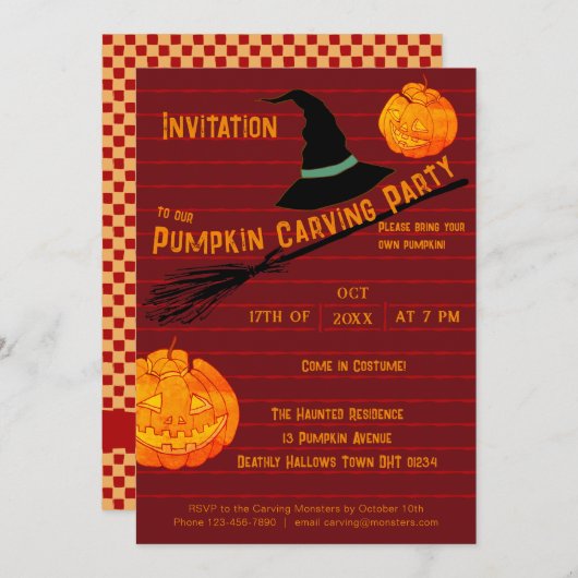 Schattigee Jack-o'-Lantern & Kostuumfeest Kaart (Voorkant / Achterkant)