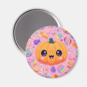 Schattigee Jack-o-Lantern met Snoep - Magneet (Voorkant / Achterkant)