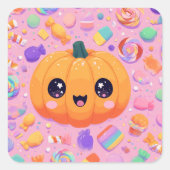 Schattigee Jack-o-Lantern met Snoep - Sticker Blad (Voorkant)