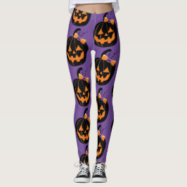 Schattigee Jack O' Lantern Paarse All-Over-Print L Leggings