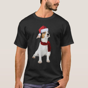 Schattigee Jack Russell Santa Hat Sjaal Grappige K T-shirt