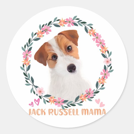 Schattigee Jack Russell Terrier - Jack Russell Mam Ronde Sticker (Voorkant)