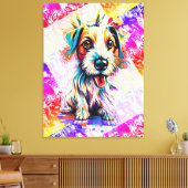 Schattigee Jack Russell Terrier - Kleurrijke Terri Canvas Afdruk (Insitu (Woonkamer))