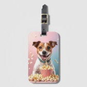 Schattigee Jack Russell Terrier met Popcorn Bagagelabel (Voorkant (verticaal))