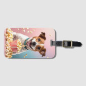 Schattigee Jack Russell Terrier met Popcorn Bagagelabel (Voorkant (horizontaal))