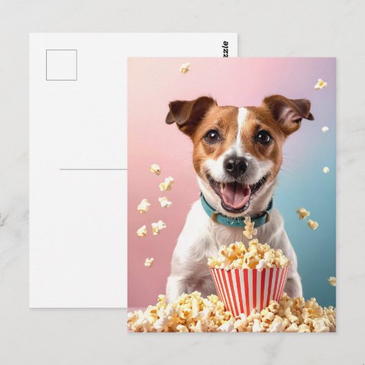 Schattigee Jack Russell Terrier met Popcorn Briefkaart (Voorkant / Achterkant)