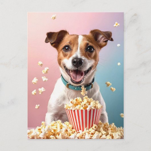 Schattigee Jack Russell Terrier met Popcorn Briefkaart (Voorkant)