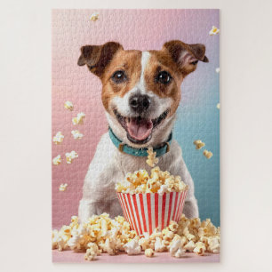 Schattigee Jack Russell Terrier met Popcorn Legpuzzel