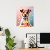 Schattigee Jack Russell Terrier met Popcorn Poster (Thuiskantoor)