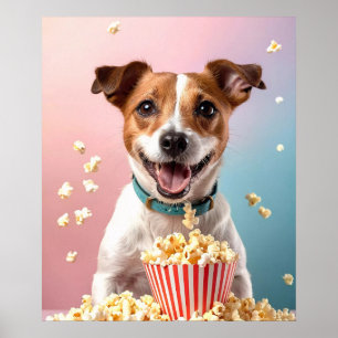 Schattigee Jack Russell Terrier met Popcorn Poster