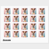 Schattigee Jack Russell Terrier met Popcorn Vierkante Sticker (Vel)