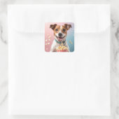 Schattigee Jack Russell Terrier met Popcorn Vierkante Sticker (Tas)
