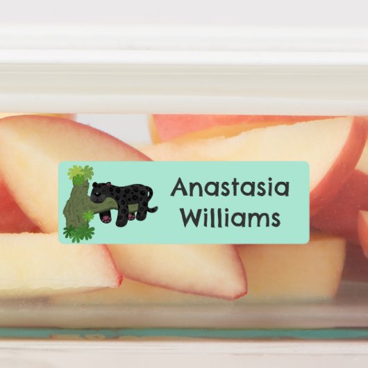 Schattigee Jaguar Black Panther Cat cartoon gepers Labels (Aangebracht)