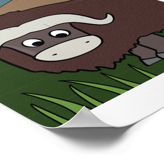 Schattigee Jak Illustratie - Boerderij & Mountain  Poster (Hoek)